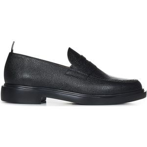 Thom Browne, Schoenen, Heren, Zwart, 41 EU, Leer, Zwarte Penny Loafers Rubberen Zool