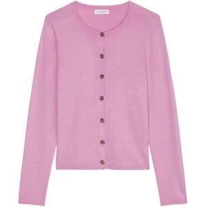 Marc O'Polo, Truien, Dames, Paars, M, Fijngebreide cardigan slim