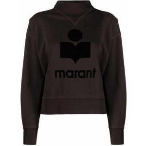 Isabel Marant Étoile, Sweatshirts & Hoodies, Dames, Zwart, S, Katoen, Vervaagde Zwarte Logo Print Sweatshirt