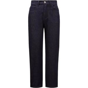 Moncler, Broeken, Dames, Blauw, XS, Katoen, Hoge Taille Cropped Jeans