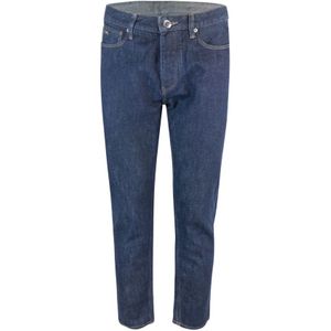 Emporio Armani, Jeans, Heren, Blauw, W30, Katoen, Blauwe Jeans 5-Pocket Rits Knoopsluiting