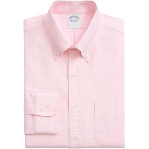 Brooks Brothers, Roze Regular Fit Non-Iron Katoenen Oxford Overhemd met Button Down Kraag Roze, Heren, Maat:M