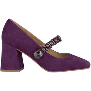 Alma EN Pena, Leren pumps met strassbandjes Paars, Dames, Maat:38 EU