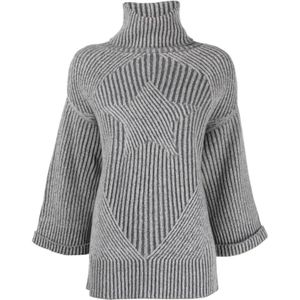 Lorena Antoniazzi, Truien, Dames, Grijs, S, Wol, Grijze Gebreide Turtleneck Sweatshirt Casual Stijl