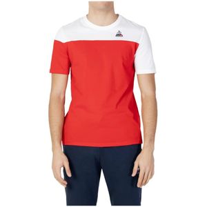 le coq sportif, Tops, Heren, Rood, L, Katoen, Rode korte mouw T-shirt