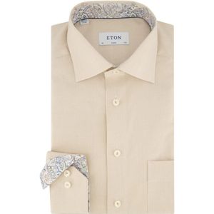 Eton, Overhemden, Heren, Beige, 2Xl, Katoen, Beige Classic Fit Business Overhemd