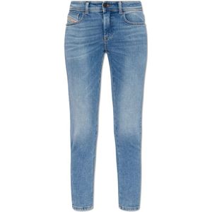 Diesel, Jeans, Dames, Blauw, W25 L32, Leer, 2017 Slandy jeans