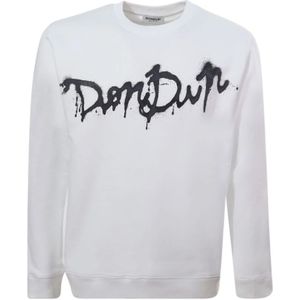 Dondup, Sweatshirts & Hoodies, Heren, Wit, M, Katoen, Witte Sweatshirt met Logo Print