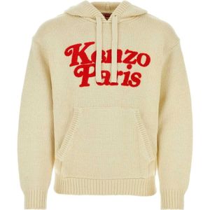 Kenzo, Sweatshirts & Hoodies, Heren, Beige, S, Katoen, Ivoor Katoenen Sweatshirt
