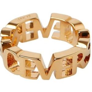 Versace, Accessoires, Dames, Geel, 48 MM, Logo Ring Goudkleurige Messing Sieraden