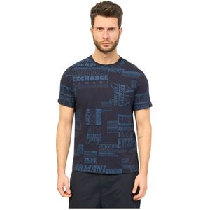 Armani Exchange, Tops, Heren, Blauw, M, Katoen, T-Shirts