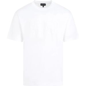 Giorgio Armani, Tops, Heren, Wit, XL, Katoen, Optisch Wit T-Shirt