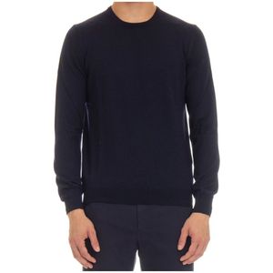 Barba, Truien, Heren, Blauw, 2Xl, Wol, Blauwe Crewneck Trui Fijne Wol