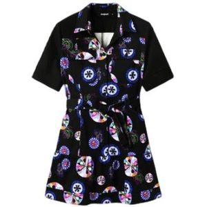 Desigual, Kleedjes, Dames, Veelkleurig, L, Elegante Zwarte Print Jurk