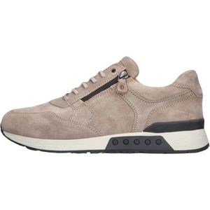 Greve, Schoenen, Heren, Beige, 41 EU, Leer, Taupe Suede Zip Sneakers Stijlvol