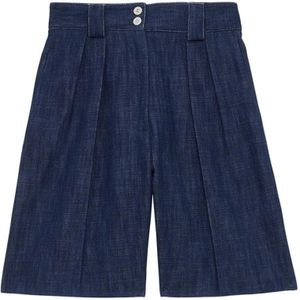 Ines De La Fressange Paris, Korte broeken, Dames, Blauw, XL, Katoen, Odette katoenen shorts