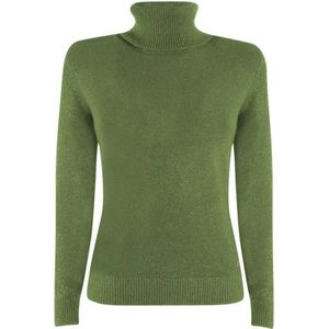 YES Zee, Truien, Dames, Groen, L, Groene Viscose Trui met Rolnek