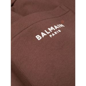 Balmain, Broeken, Heren, Bruin, XL, Katoen, Stijlvolle Bruine Slim Fit Trainingsbroeken