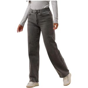 Selected Femme, Jeans, Dames, Grijs, W27, Denim, Wijde Pijp Hoge Taille Jeans Lichtgrijs