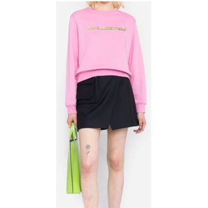 Karl Lagerfeld, Sweatshirts & Hoodies, Dames, Roze, L, Katoen, Roze Katoenen Sweatshirt voor Vrouwen