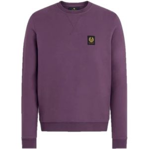 Belstaff, Sweatshirts & Hoodies, Heren, Paars, XL, Katoen, Klassieke Dark Garnet Sweatshirt met Bouclé Katoen
