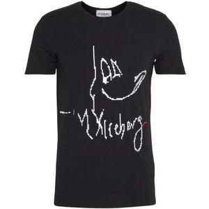 Iceberg, Tops, Heren, Zwart, L, Iceberg T-shirt Daffy 3D Print Black