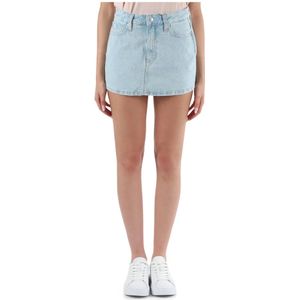 Calvin Klein Jeans, Rokken, Dames, Blauw, W27, Denim, Denim mini-rok met vijf zakken