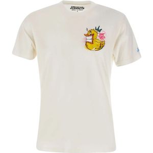MC2 Saint Barth, Tops, Heren, Wit, XL, Katoen, Witte Katoenen T-shirt met Eendenlogo