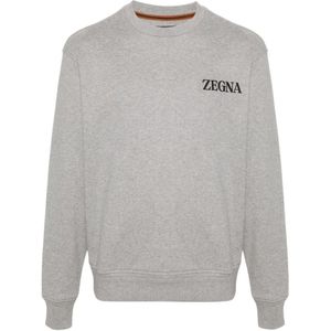 Ermenegildo Zegna, Sweatshirts & Hoodies, Heren, Grijs, XL, Katoen, Sweatshirts