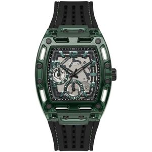 Guess, Multifunction Phoneix Horloge Zwart Groen Groen, Heren, Maat:ONE Size