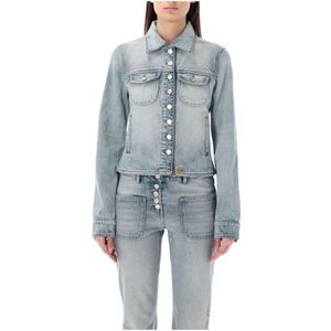 Courrèges, Jassen, Dames, Blauw, S, Denim, Lichtblauwe Denim Trucker Jack