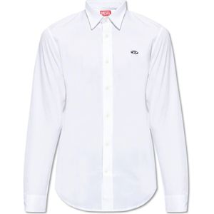 Diesel, Overhemden, Heren, Wit, 3Xl, Katoen, S-BENNY-Een shirt met logo.