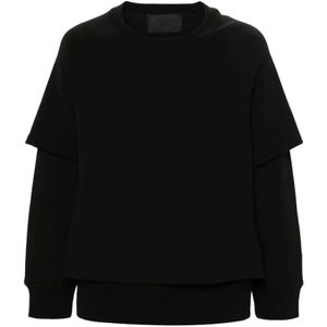 Neil Barrett, Sweatshirts & Hoodies, Heren, Zwart, S, Katoen, Gelaagde Zwarte Sweatshirt Kort Over Lange Mouw