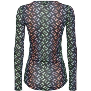 Pinko, Tops, Dames, Veelkleurig, 2Xs, Multikleur Trui met Monogram Print