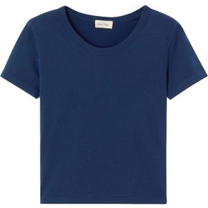 American Vintage, Tops, Heren, Blauw, M, Katoen, Navy Korte Mouw Ronde Hals T-Shirt