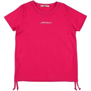Hinnominate, Tops, Dames, Rood, L, Katoen, Geranium Pink Dames T-shirt met Ruches