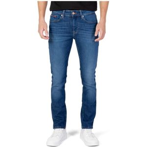Tommy Jeans, Jeans, Heren, Blauw, W33 L32, Denim, Blauwe Plain Denim Jeans met Rits