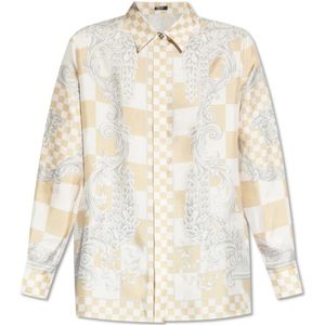 Versace, Blouses & Shirts, Dames, Beige, S, Zijden shirt