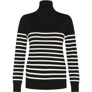 Saint Tropez, Truien, Dames, Zwart, S, Gestreepte Rollneck Pullover Trui Zwart