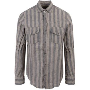 Original Vintage, Overhemden, Heren, Beige, M, Linnen, Casual Shirts