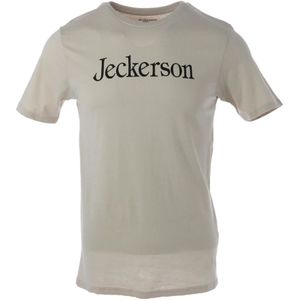 Jeckerson, Tops, Heren, Beige, M, Katoen, Beige Print Korte Mouw T-shirt