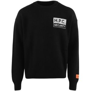 Heron Preston, Sweatshirts & Hoodies, Heren, Zwart, M, Beveiligde Gebreide Crewneck - Stijlvol en Comfortabel Sweatshirt