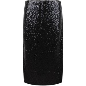 Ermanno Scervino, Pailletten Midi Rok Zwart, Dames, Maat:M