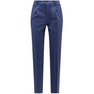 Incotex, Blauwe Tapered Fit Wollen Broek Blauw, Heren, Maat:M