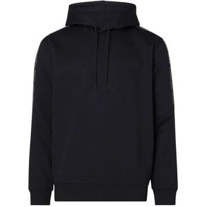 Calvin Klein, Sweatshirts & Hoodies, Heren, Zwart, S, Polyester, Zwarte Logo Tape Hoodie voor Heren