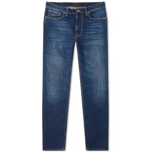 Nudie Jeans, Lean Dean Worn Indigofera Jeans Blauw, Heren, Maat:W33