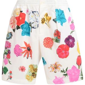 Marni, Korte broeken, Heren, Veelkleurig, L, Katoen, Bermuda shorts met bloemenprint