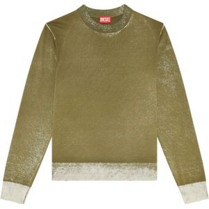 Diesel, Reverse-print cotton jumper Groen, Heren, Maat:L