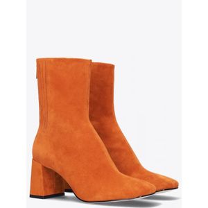 Lola Cruz, Schoenen, Dames, Oranje, 38 EU, Suède, Vierkante Neus Suède Laarzen Oranje