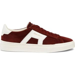 Santoni, Schoenen, Heren, Rood, 43 EU, Suède, Suède Leren Sneaker Double Buckle